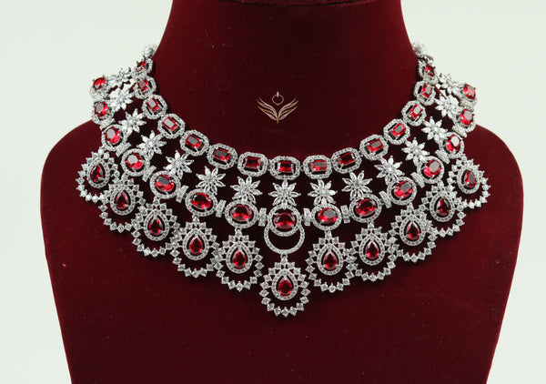 Diamond delicacy ruby necklace set