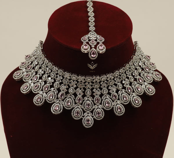 Gemstone galaxy pink necklace set