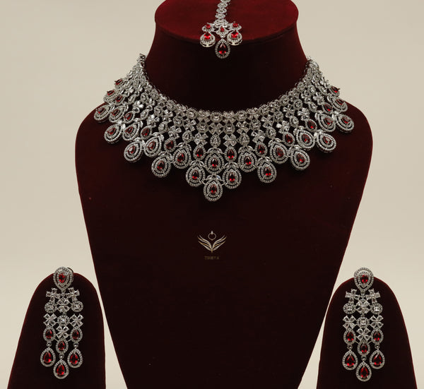 Gemstone galaxy ruby necklace set