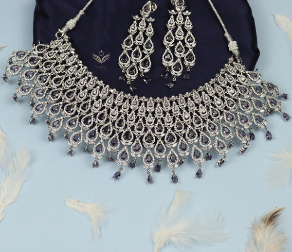 Lavender crystal current necklace set