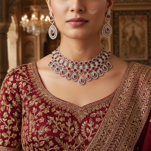 Diamond Delicacy Ruby Necklace Set