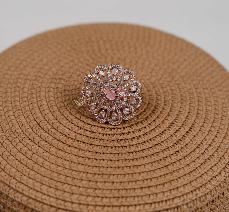 Carter Pink Peacock Feather Ring