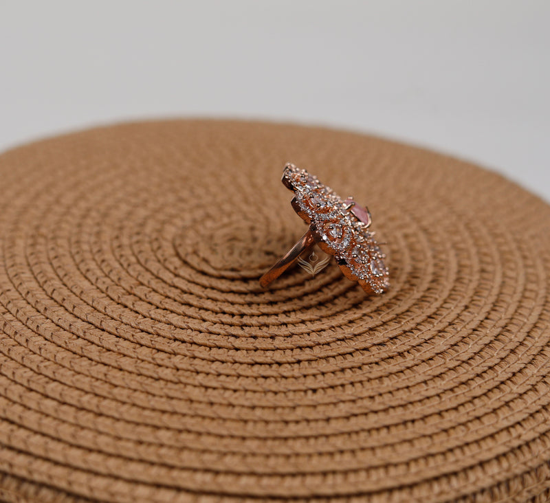 Carter Pink Peacock Feather Ring