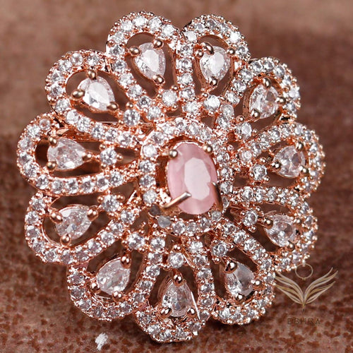 Carter Pink Peacock Feather Ring