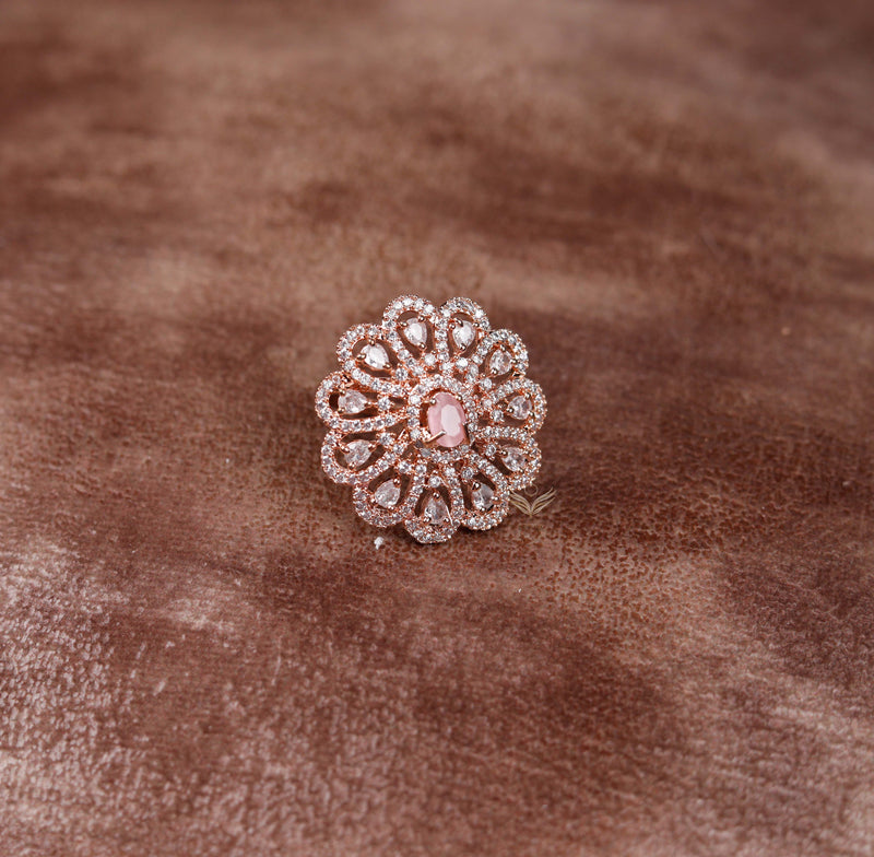 Carter Pink Peacock Feather Ring