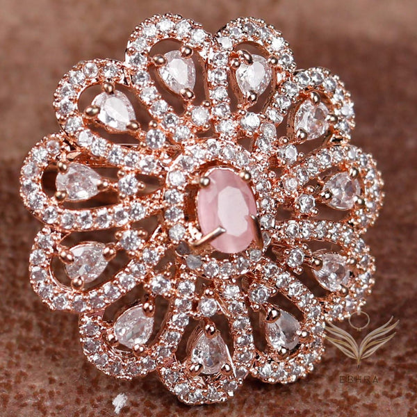 Carter Pink Peacock Feather Ring