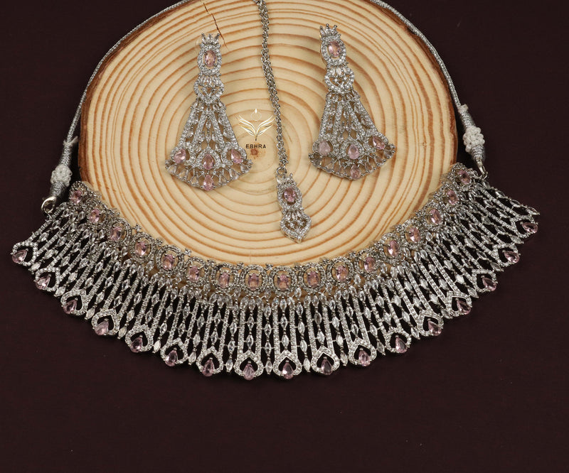 Coral cadenza pink necklace set