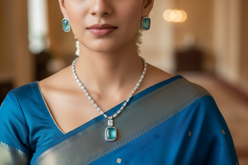 Crystal Euphoria Green Necklace set