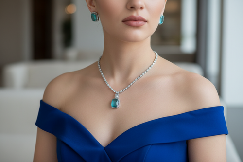 Crystal Euphoria Green Necklace set