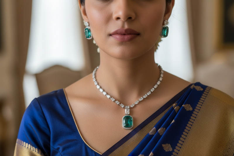 Crystal Euphoria Mint Green Necklace set