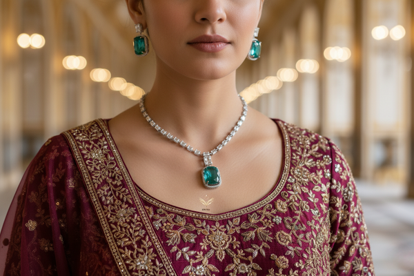 Crystal Euphoria Mint Green Necklace set