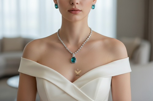 Crystal Euphoria Mint Green Necklace set