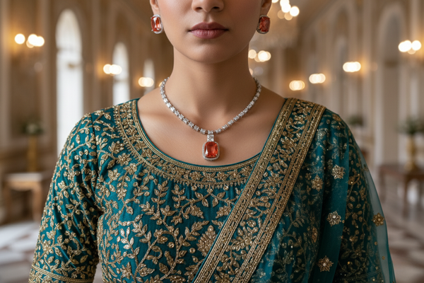 Crystal Euphoria Orange Necklace set