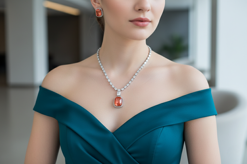Crystal Euphoria Orange Necklace set