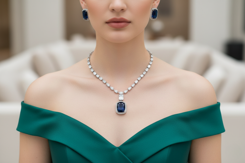Crystal Euphoria Sapphire Blue Necklace Set