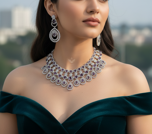 Diamond delicacy lavender necklace set