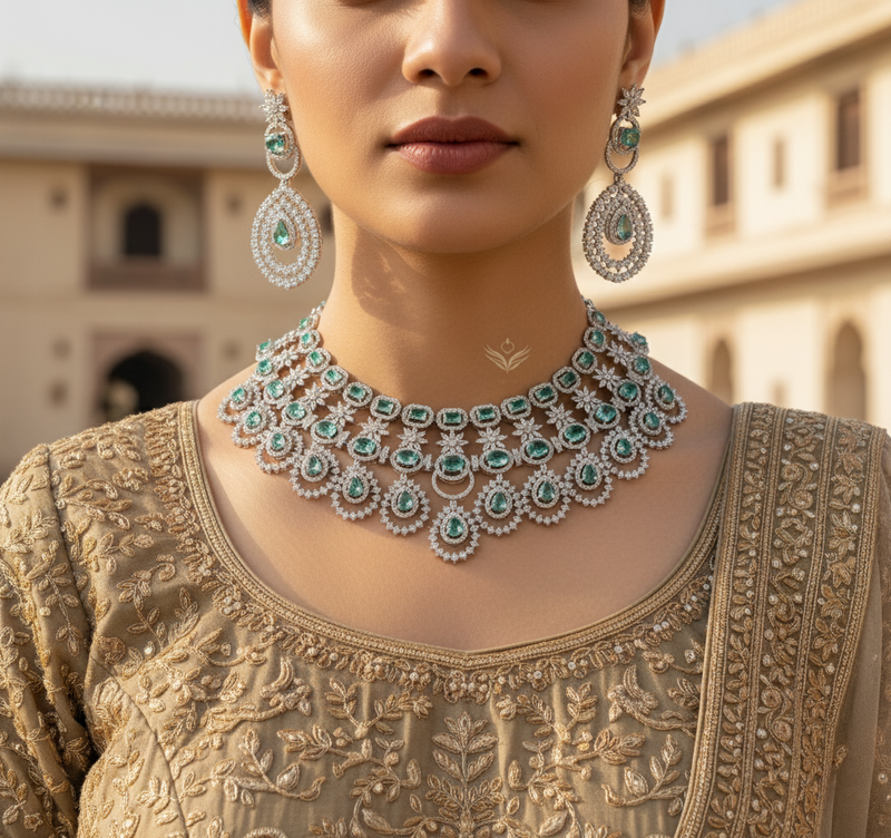 mint green necklace set