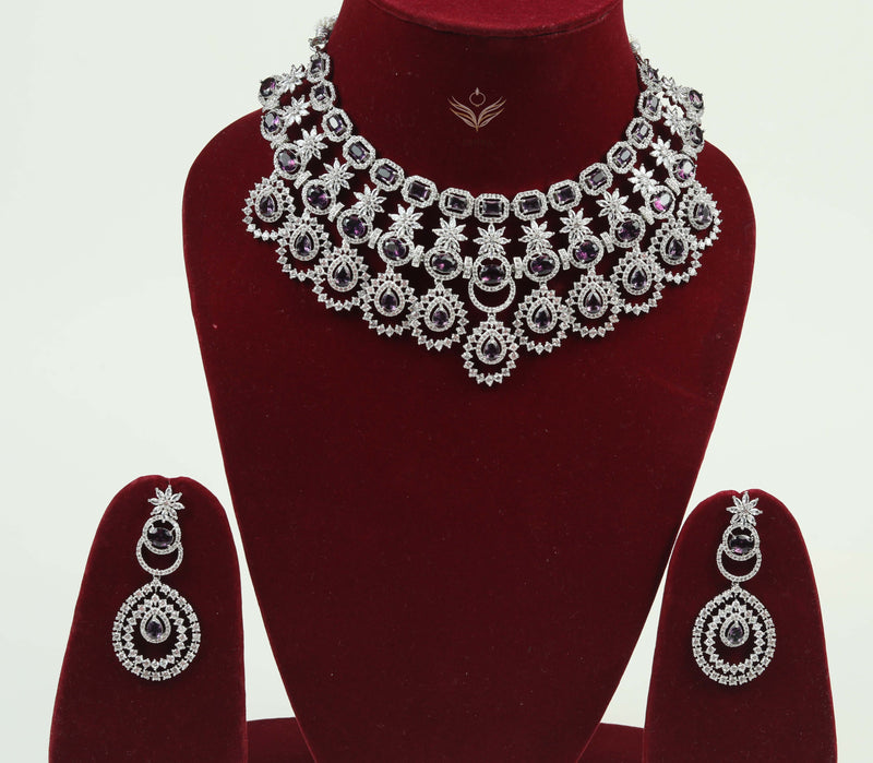Diamond delicacy lavender necklace set