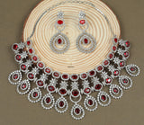 Ebhra Ruby Diamond Necklace Set with Earring 