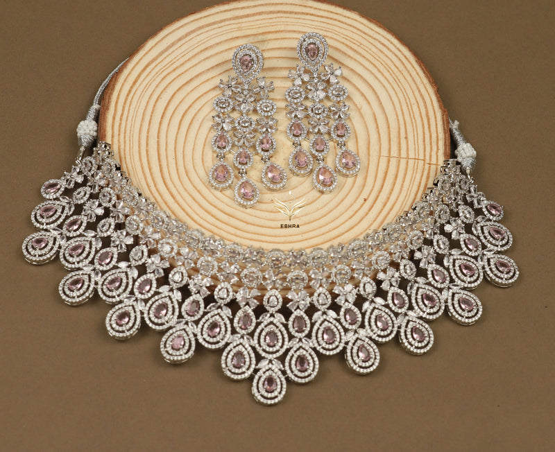 Gemstone galaxy pink necklace set