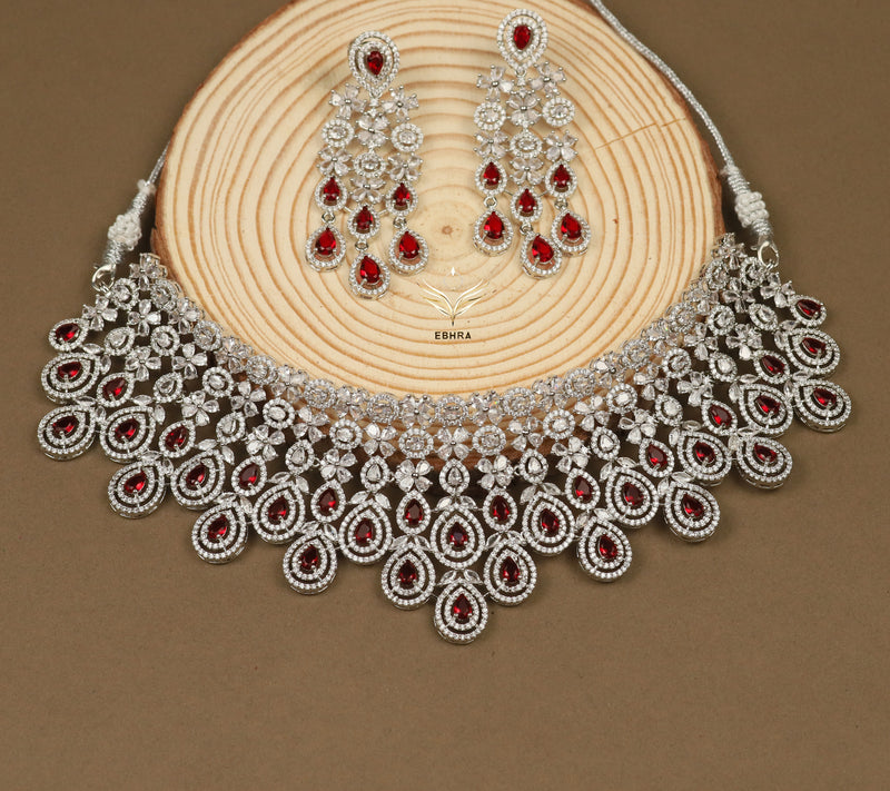 Gemstone galaxy ruby necklace set