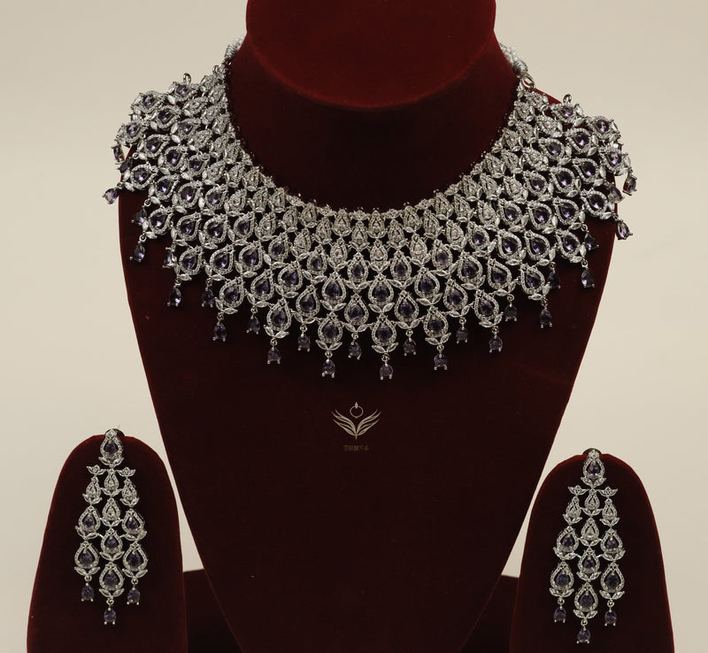 Lavender crystal current necklace set