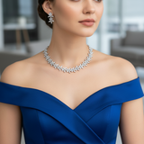 Lilac Lace Necklace Set- Silver