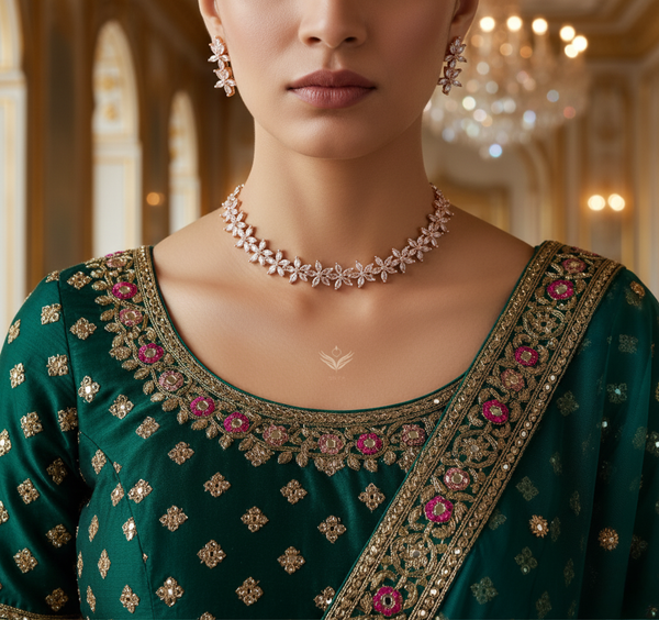 Lilac Lace Necklace Set- Rose Gold