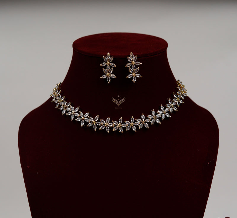 Lilac Lace Necklace Set - Gold