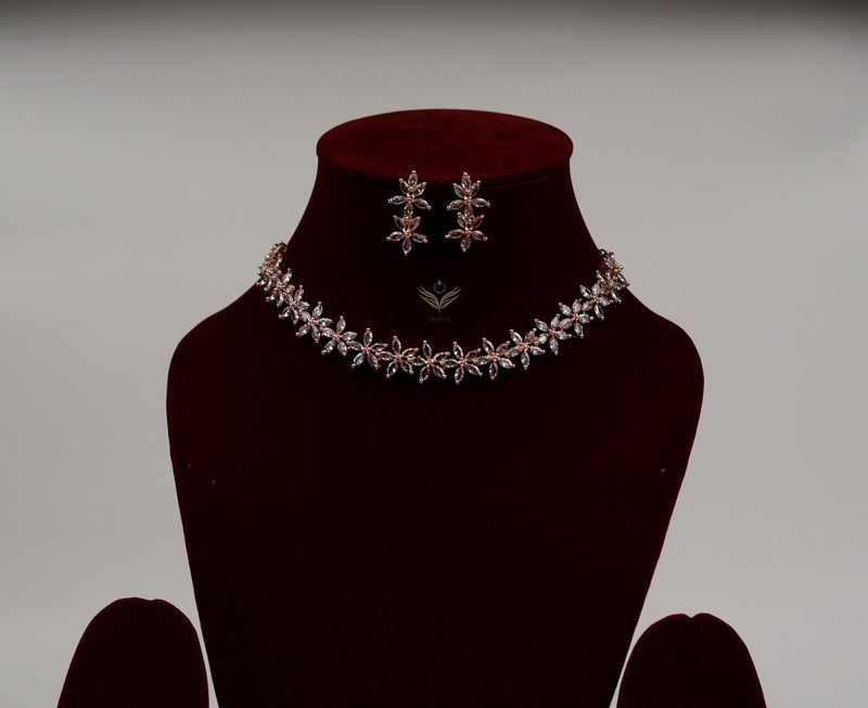 Lilac Lace Necklace Set- Rose Gold