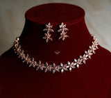Lilac Lace Necklace Set- Rose Gold