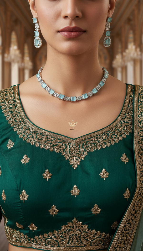 Mystic Moonstone Pastel Green CZ Choker Set