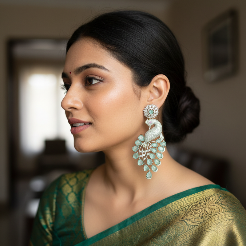 Peacock Earring Mint Green