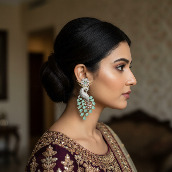 Peacock Earring Mint Green