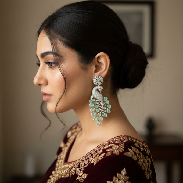 Peacock Earring Mint Green