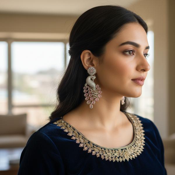 Peacock Earring Pink