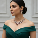 Pearl petals magenta necklace set