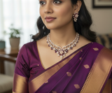 Pearl petals magenta necklace set