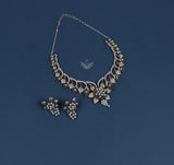 pearl petals black necklace set