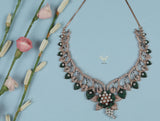 Pearl petals emerald green necklace set