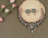 Pearl petals emerald green necklace set