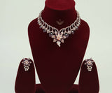 Pearl petals magenta necklace set
