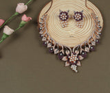 Pearl petals magenta necklace set