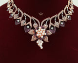 Pearl petals magenta necklace set