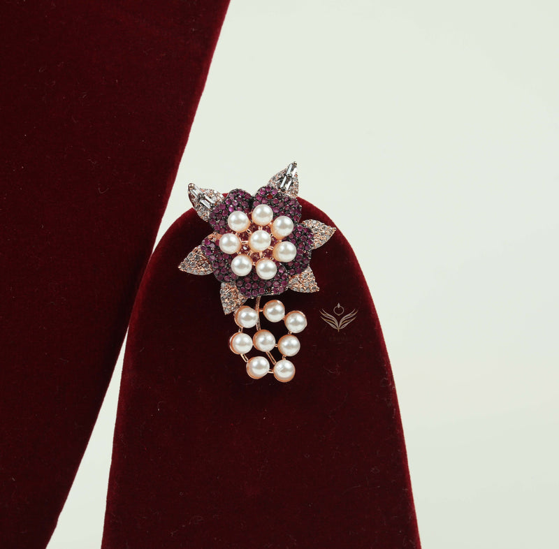 Pearl petals magenta necklace set