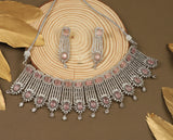 Lustrous lace Pink  necklace set