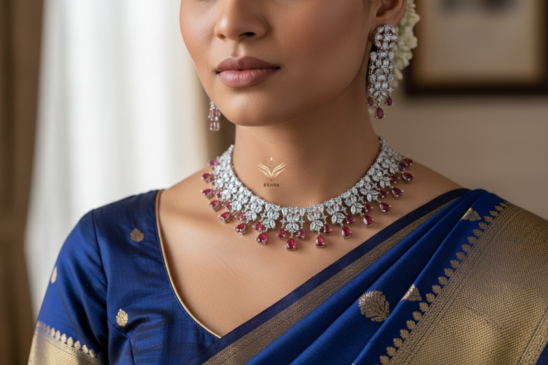Ruby Diamond Necklace Indian