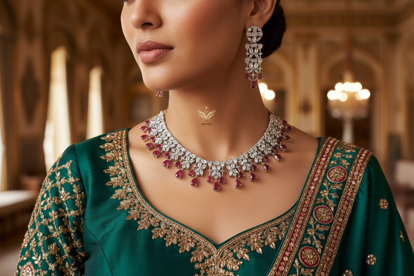 Ruby Diamond Necklace Indian