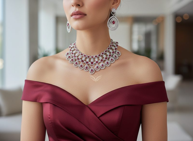 Ruby Diamond Necklace Set