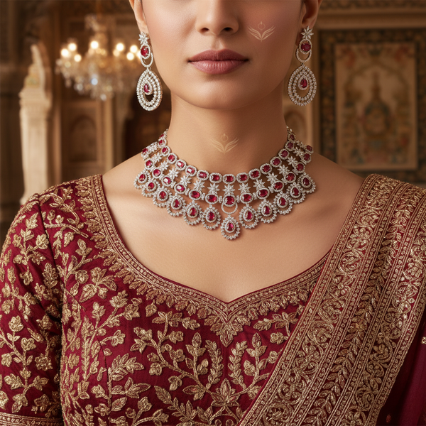 Ruby Diamond Necklace Set